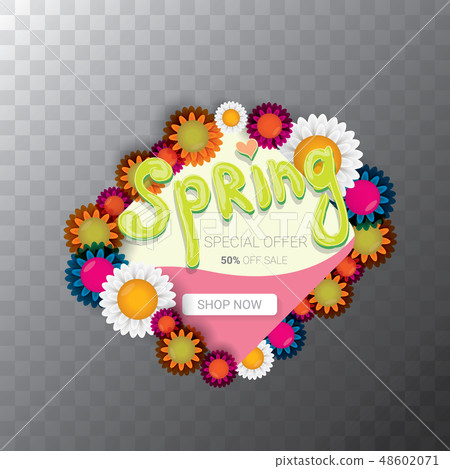 vector spring sale web banner isolated on transparent background. Abstract spring sale pink label or 48602071