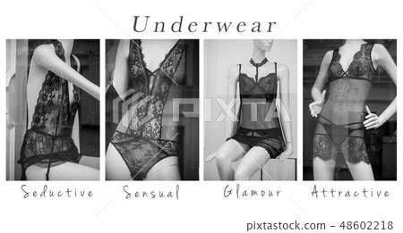 black sexy underwear - collage with text black sexy underwear - collage with text 48602218