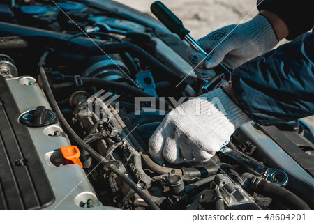 The photo of repair of the engine The photo of repair of the engine 48604201