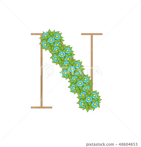 Wooden leaves letter N Wooden leaves letter N 48604653