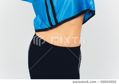 Women's black fitness pant isolated on white background with clipping path. Front view. Women's black fitness pant isolated on white background with clipping path. Front view. 48604808
