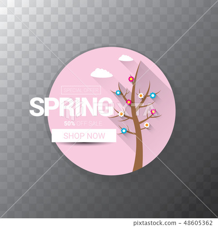 vector spring sale web banner isolated on transparent background. Abstract spring sale pink label or vector spring sale web banner isolated on transparent background. Abstract spring sale pink label or 48605362