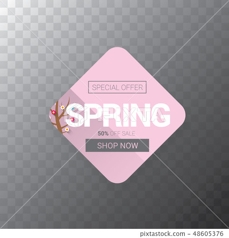 vector spring sale web banner isolated on transparent background. Abstract spring sale pink label or vector spring sale web banner isolated on transparent background. Abstract spring sale pink label or 48605376