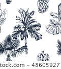 Vector Illustration of palm tree and banana fruit sketch for design, website, background, banner 48605927