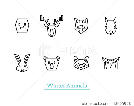 Face Icon Set: Winter Animals 48605998