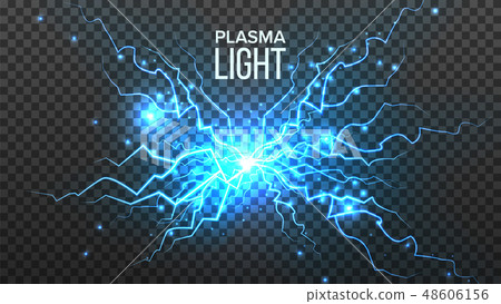Plasma Light Vector. Electric Power. Energy Effect. Blue Spark Bolt. Realistic Isolated Transparent 48606156