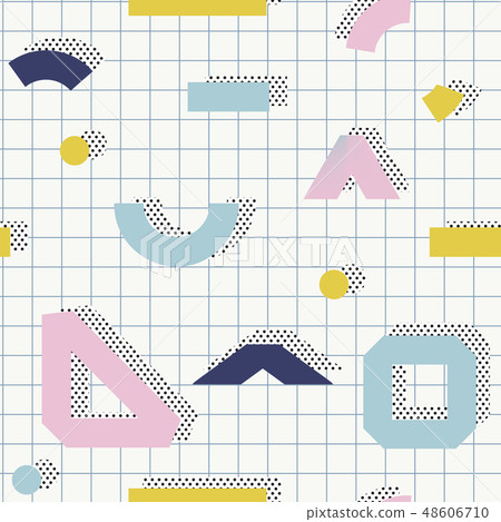 Trendy geometric memphis seamless pattern. Trendy geometric memphis seamless pattern. 48606710