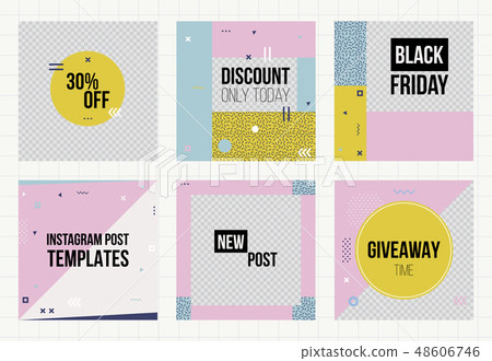 Set of trendy geometric elements memphis cards.  48606746