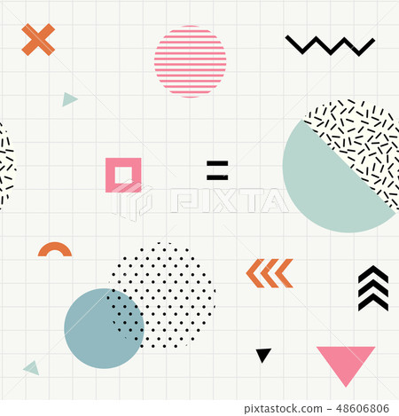 Trendy geometric memphis seamless pattern. Trendy geometric memphis seamless pattern. 48606806