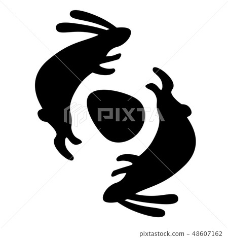 Rabbit and egg icon silhouette Rabbit and egg icon silhouette 48607162