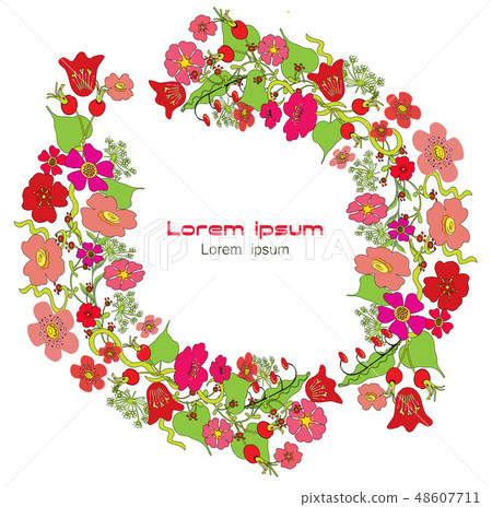 colorful flowers, frame bouquet of flowers 48607711