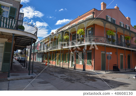 Orange houses in the French quarter NOLA 48608130