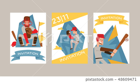 Baseball people vector player man character in catchers sportswear and batters baseballbat or ball 48609471