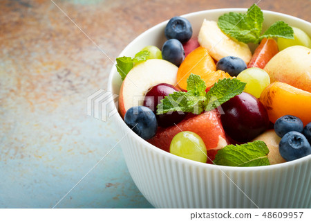 Bowl of healthy fresh fruit salad. 48609957