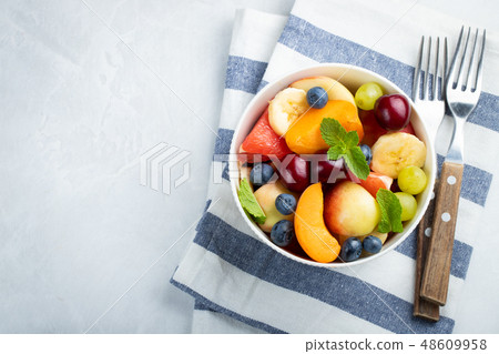 Bowl of healthy fresh fruit salad. 48609958