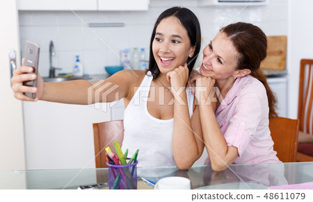 Selfie in kitchen Selfie in kitchen 48611079