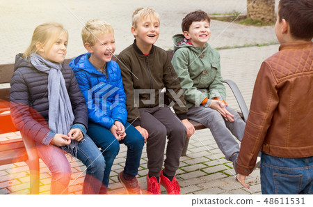 Children playing with small ball outdoor Children playing with small ball outdoor 48611531
