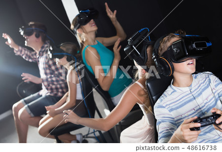 Boy watching video in room of virtual reality 48616738