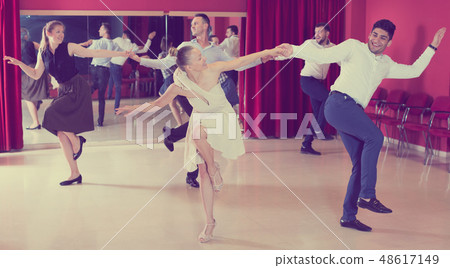 People practicing lindy hop movements 48617149