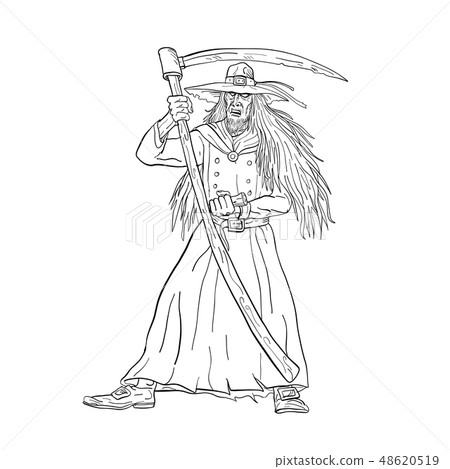 Ankou Graveyard Watcher With Scythe Drawing  48620519