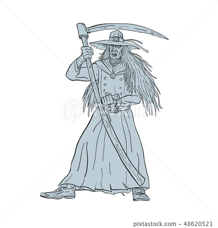 Ankou Henchman of Death With Scythe Drawing Ankou Henchman of Death With Scythe Drawing 48620521