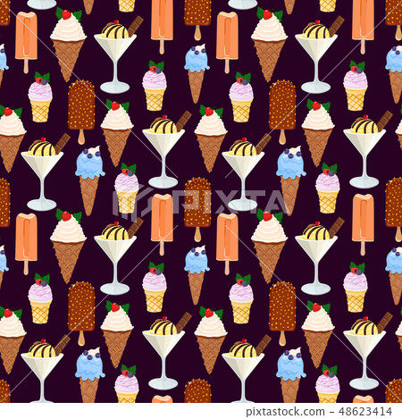 Assorted ice cream seamless pattern. Vector illustration Assorted ice cream seamless pattern. Vector illustration 48623414
