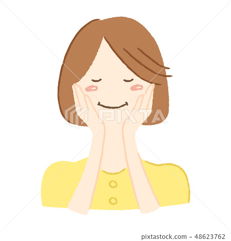 迷人的表情。一名高興的婦女的例證。 48623762