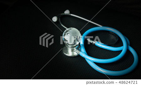 The stethoscopes on black background  48624721