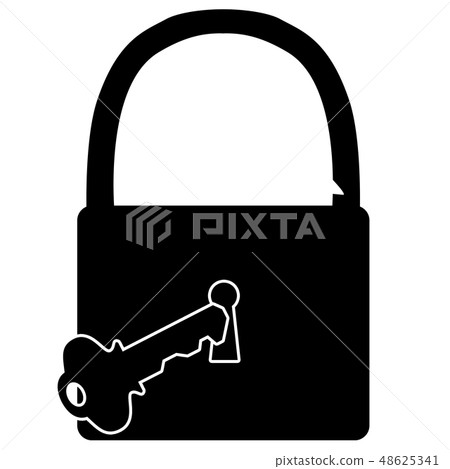 Padlock and key black Padlock and key black 48625341