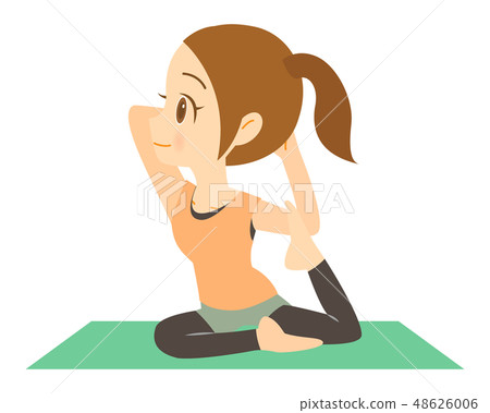 A woman doing yoga Pose of a pigeon A woman doing yoga Pose of a pigeon 48626006