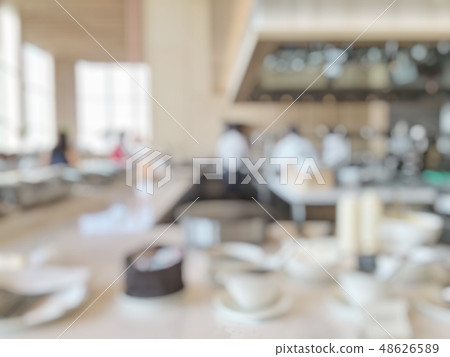 Open kitchen blur background in hotel restaurant - Stock Photo [48626589] -  PIXTA