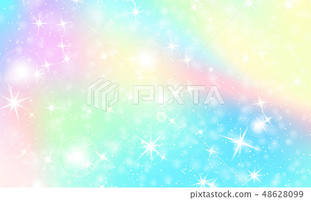 Unicorn rainbow background. Holographic sky 48628099