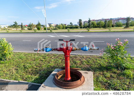 A Fire hydrant on the street in Russia 48628784