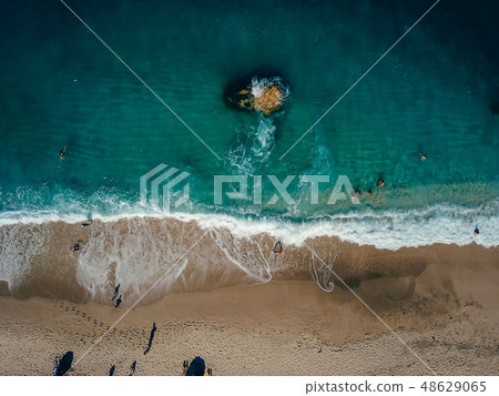Aerial View From Flying Drone Of People Relaxing 48629065