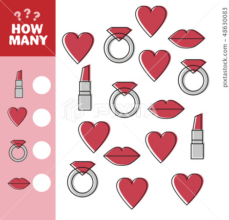Illustration of Educational Counting Task for Children with Cartoon Hearts Illustration of Educational Counting Task for Children with Cartoon Hearts 48630083
