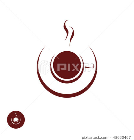 Coffee shop logo template with abstract steam Coffee shop logo template with abstract steam 48630467