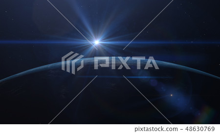 Earth 3DCG Sunrise perming3DCG190306 Illustration material 48630769