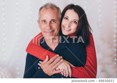 couple in love hugs on white background couple in love hugs on white background 48630831