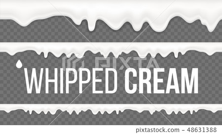 Whipped Cream Pattern Vector. White Creamy Swirl. Vanilla Milk Dessert. Sweet Decoration. Tasty 48631388
