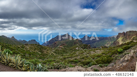 Iconic Teno mountains curved mountain road to Masca, gigapan Iconic Teno mountains curved mountain road to Masca, gigapan 48632148