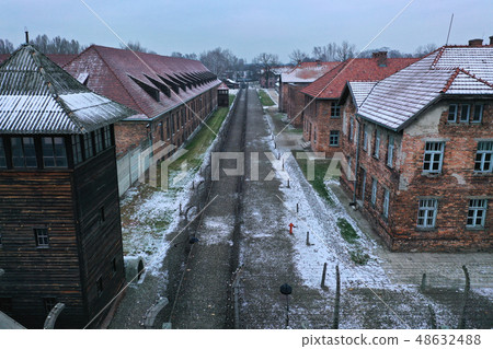 Aerial view of Auschwitz Birkenau Aerial view of Auschwitz Birkenau 48632488