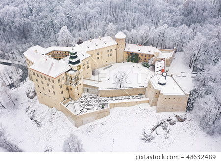 Aerial view oh castle Pieskowa Skala, Poland Aerial view oh castle Pieskowa Skala, Poland 48632489