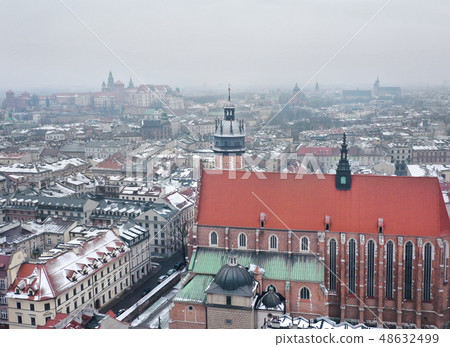 Aerial view of the historical center of Krakow Aerial view of the historical center of Krakow 48632499