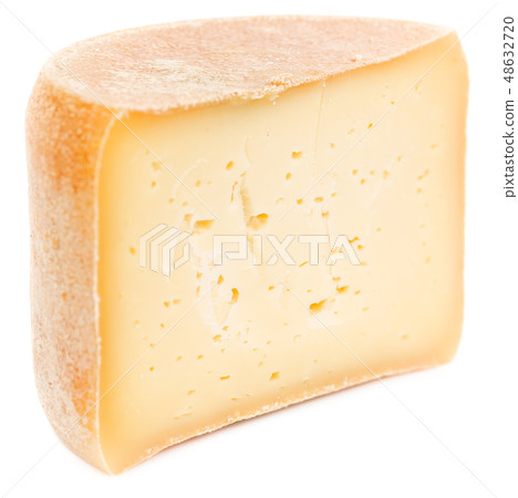 Half of wheel cheese isolated on white 48632720