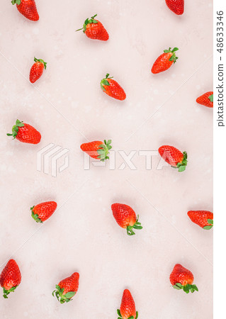 Red strawberries pattern on pink background Red strawberries pattern on pink background 48633346