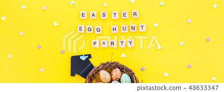 Creative Top view holiday Easter Concept Creative Top view holiday Easter Concept 48633347