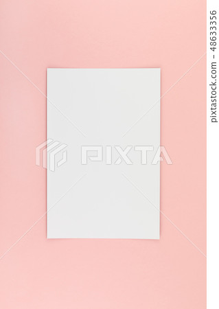 Blank A4 paper sheet mockup on pink background Blank A4 paper sheet mockup on pink background 48633356