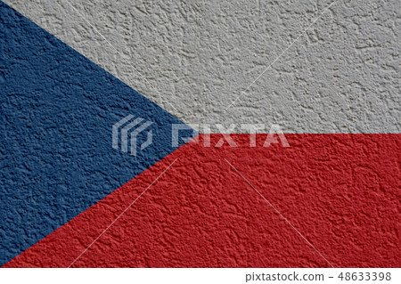 Czech Republic Politics Or Business Concept: Czech Flag Wall With Plaster Czech Republic Politics Or Business Concept: Czech Flag Wall With Plaster 48633398