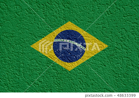 Brazil Politics Or Business Concept: Brazilian Flag Wall With Plaster, Texture Brazil Politics Or Business Concept: Brazilian Flag Wall With Plaster, Texture 48633399