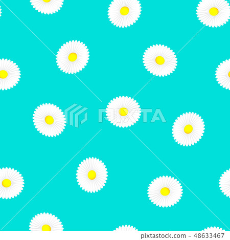 Daisy seamless pattern on turquoise background. - Stock Illustration ...